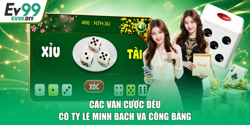 Các ván cược đều có tỷ lệ minh bạch và công bằng